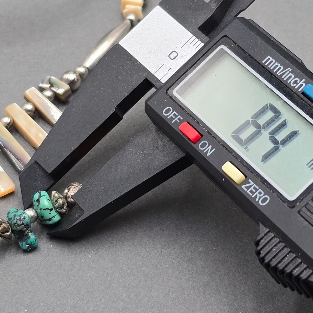 Vintage Southwestern Abalone Shell Turquoise Coral Heishi Necklace 24" Layered - Picture 12 of 13